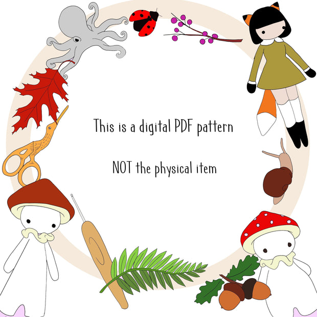 Finn and Phill the mushrooms - critter stitch crochet pattern / amigurumi